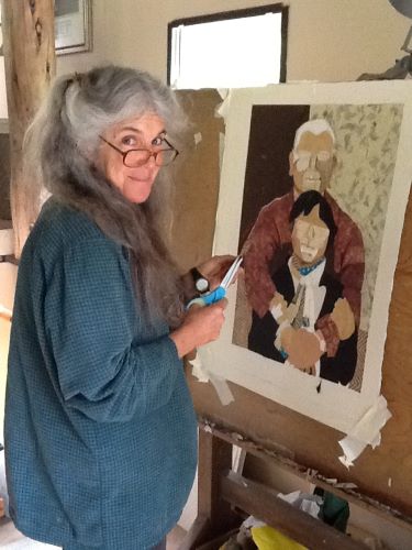 Artist Sandy Oppenheimer in her studio