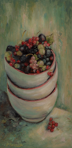 painting of a nesting bowls with berries by Pamela Resnick
