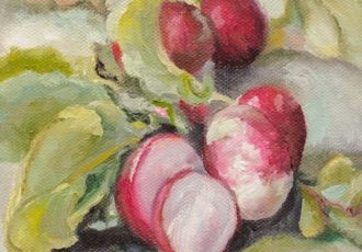 painting of radishes by Pamela Resnick