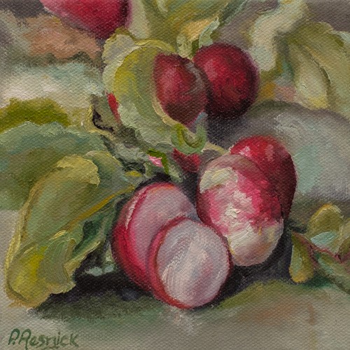 painting of a bunch of radishes by Pamela Resnick