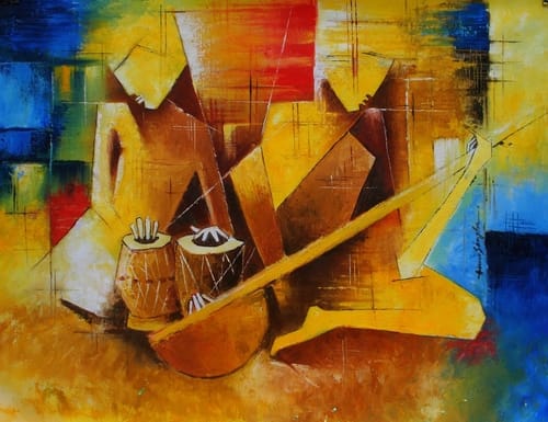 cubist abstract figurative painting by Amar Singha