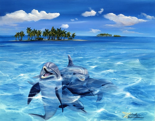 painting of dolphins by Michael Alexander