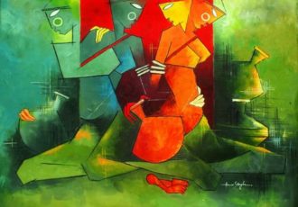 cubist abstract figurative painting by Amar Singha