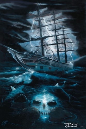 painting of a ghostly ship by Michael Alexander