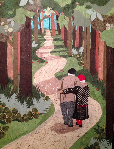 paper collage of a couple by Sandy Oppenheimer