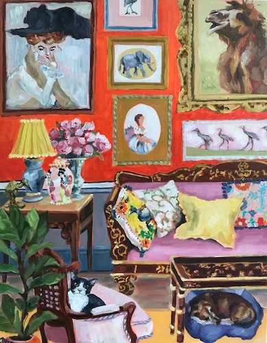 painting of an interior with cast by Petra Pinn