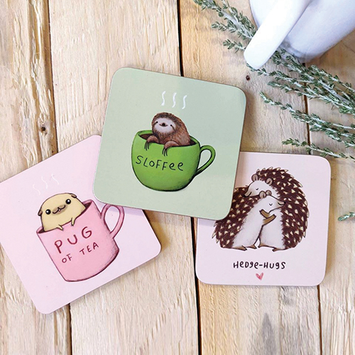 gift product coasters with artist designs