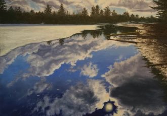painting of a lake in winter by Sandra Cashman