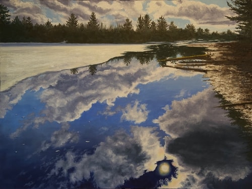 painting of a lake in winter by Sandra Cashman