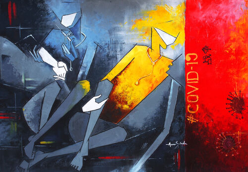 cubist abstract figurative painting by Amar Singha