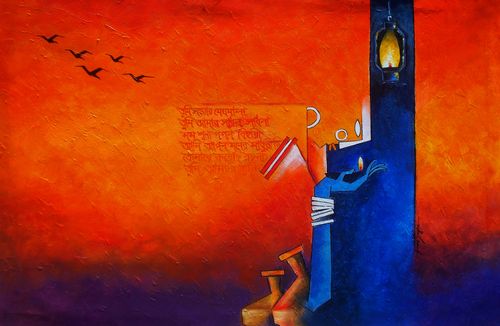 cubist abstract figurative paintings by Amar Singha