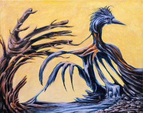 surreal bird painting by Rob Fannin