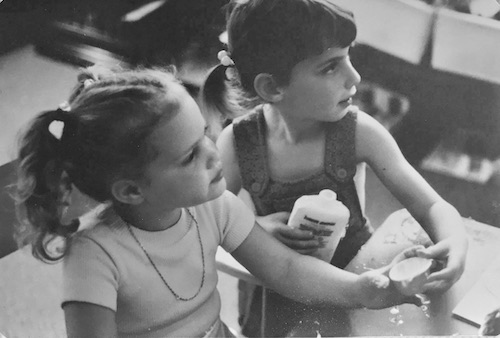 Artist Melinda Laz (at right) age 5