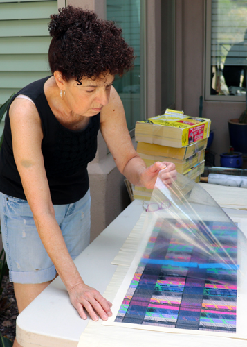 Artist Judith Rothenstein-Putzer at work in her studio