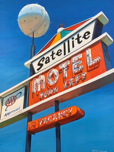 painting of retro motel sign by Katrina Swanson