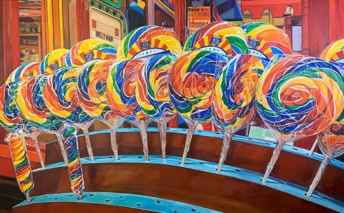 painting of swirled lollipops by Katrina Swanson
