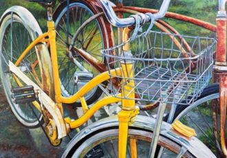 painting of old bicycles by Katrina Swanson