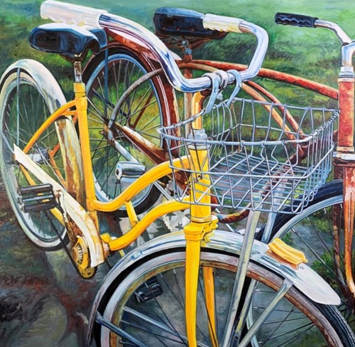 painting of old bicycles by Katrina Swanson