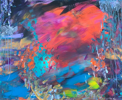 "Wild Heart" acrylic on canvas abstract painting