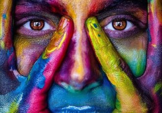 Colorfully painted face