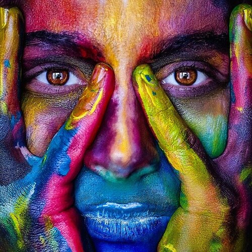 Colorfully painted face