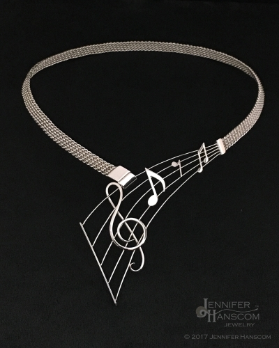 sterling silver musical staff pendant by Jennifer Hanscom