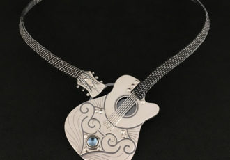sterling silver guitar pendant by Jennifer Hanscom
