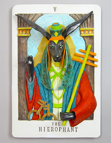 bas relief ceramic Tarot card by Melissa Woodburn
