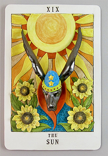 bas relief ceramic Tarot card by Melissa Woodburn