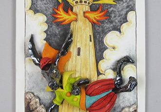 bas relief ceramic Tarot card by Melissa Woodburn