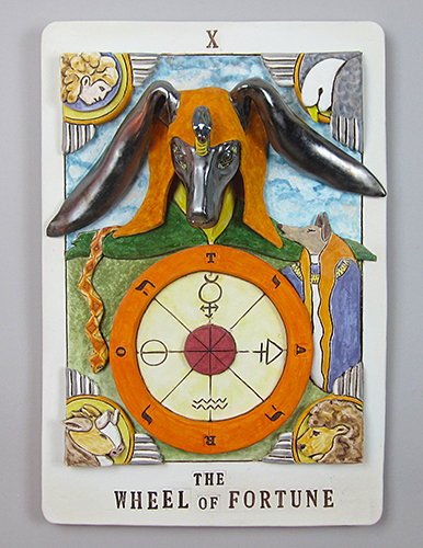 bas relief ceramic Tarot card by Melissa Woodburn