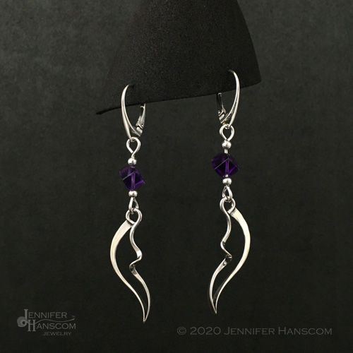 sterling silver earrings with amethyst by Jennifer Hanscom