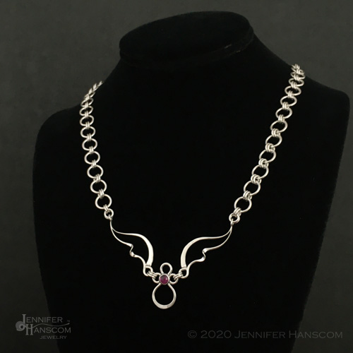 sterling silver pendant with garnet by Jennifer Hanscom