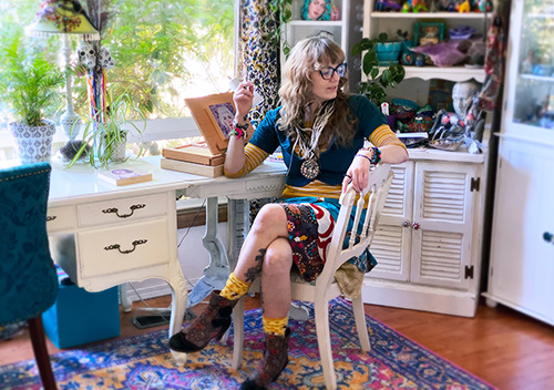 Artist Aunia Kahn in her studio