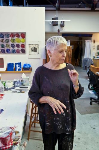 Artist Carol Ladewig in her studio