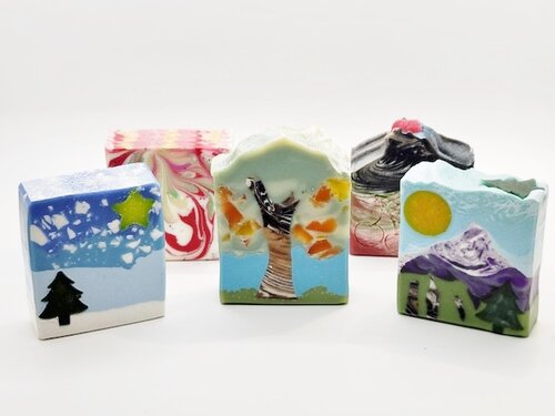 Handmade soaps in whimsical designs by Double Cherry Soapworks