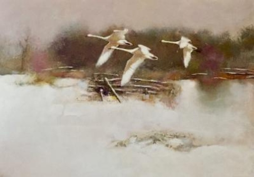 painting of swans by John Wilson