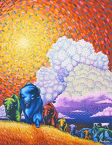 painting of American Bison by David Sherwin Parker