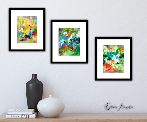 group of colorful abstract paintings