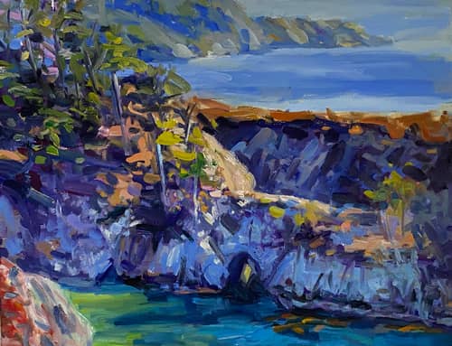 landscape painting of Point Lobos Arch by Kim Schroeder