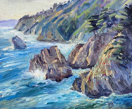 landscape painting of the Pacific coast by Kim Schroeder
