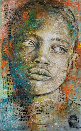 mixed media portrait by Gerardo Labarca