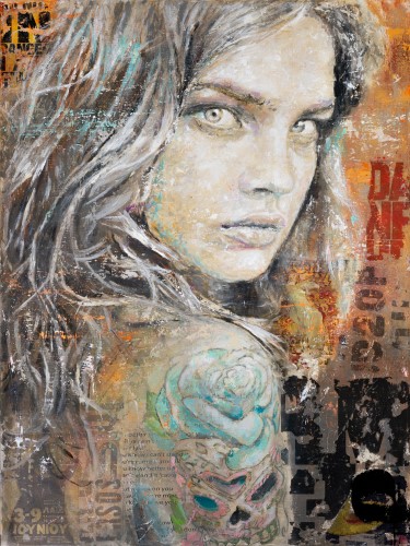 mixed media portrait by Gerardo Labarca