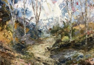 painting of a forest by Stephanie Holman Thwaites