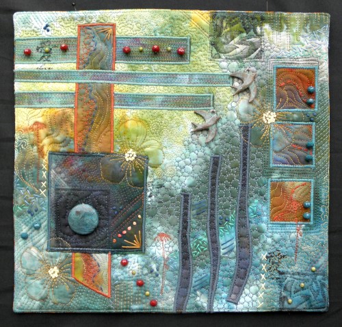 fiber and mixed media quilt by Heidi Zielinski