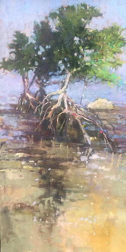 pastel painting of mangroves