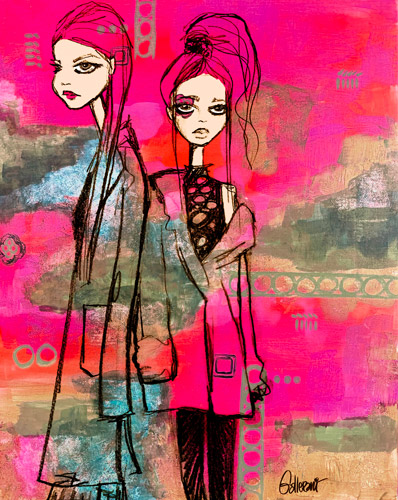 figurative mixed media drawing by Debbie Gallerani