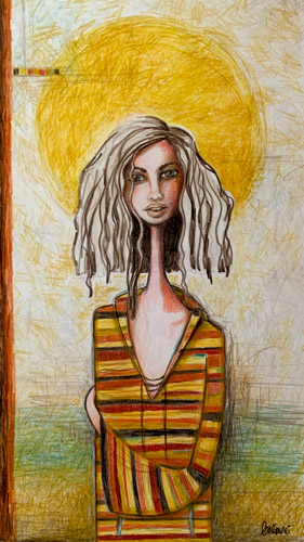 figurative mixed media drawing by Debbie Gallerani