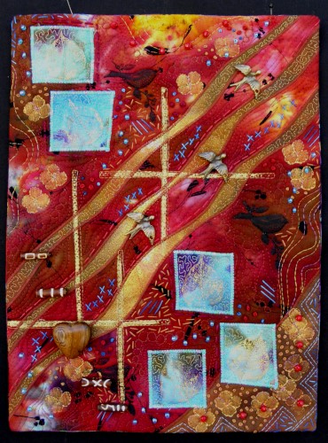 fiber art and mixed media quilt by Heidi Zielinksi