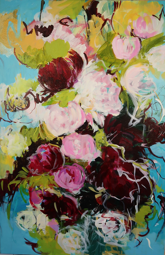 abstract floral painting by Lynda Goldman